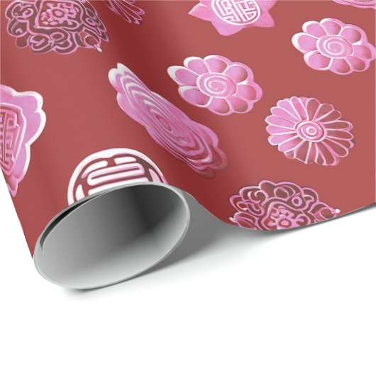 Mooncakes roze en rood cadeaupapier (Rol Hoek)