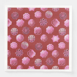 Mooncakes roze en rood servet