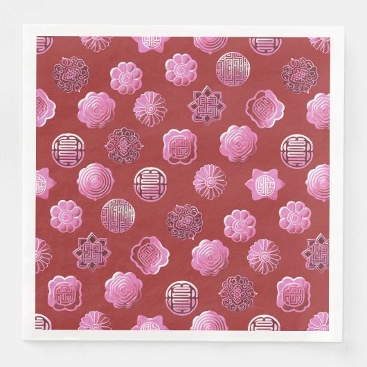 Mooncakes roze en rood servet (Voorkant)