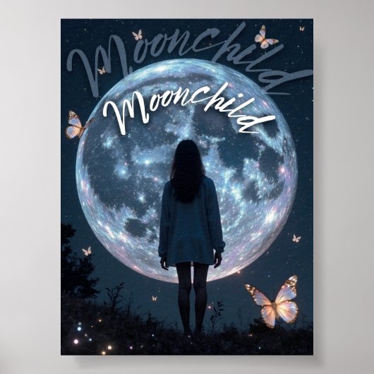 Moonchild - Celestial Girl met Moon Poster (Voorkant)
