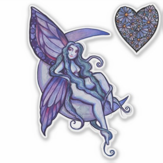 MoonChild Fairy Moon Child Faerie Art Fae Sticker (Voorkant)