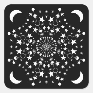 Moonchild Mandala Stars Maan Kind Witchy Art Vierkante Sticker
