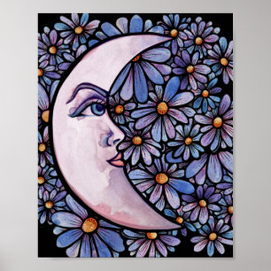 MoonChild Moon Goddess Art Moon Child Paars Poster