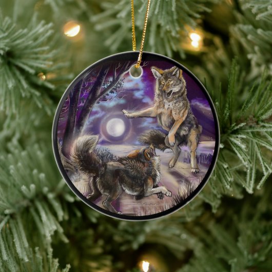 Moondancer Coyotes Keramisch Ornament (Boom)