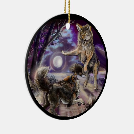 Moondancer Coyotes Keramisch Ornament (Rechts)