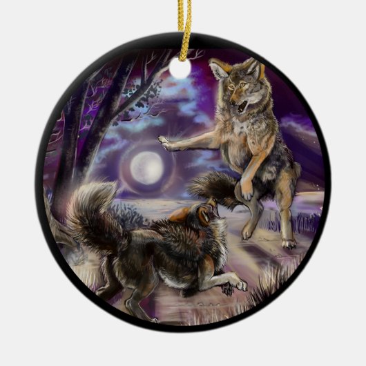 Moondancer Coyotes Keramisch Ornament (Voorkant)