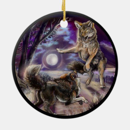 Moondancer Coyotes Keramisch Ornament (Achterkant)