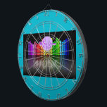 MoonDreams Music Equalizer Metal Cage Dartboard 2 Dartbord<br><div class="desc">Cool Metal Cage Dartboard, Turquoise Color, met ons MoonDreams Music Ekwalificzer Design - Ideaal voor een Rec Room of Music Room!</div>