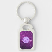 MoonDreams Music Logo Paarse Faux Glitter Sleutelhanger (Voorkant)
