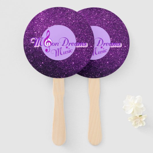 MoonDreams Music Paarse Faux Glitter Handwaaier (Voorkant en achterkant)