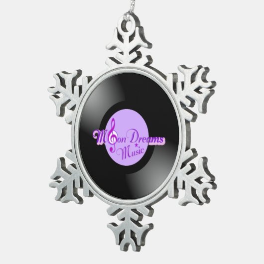 MoonDreams Music Record Pewter Snowflake Ornament (Rechts)