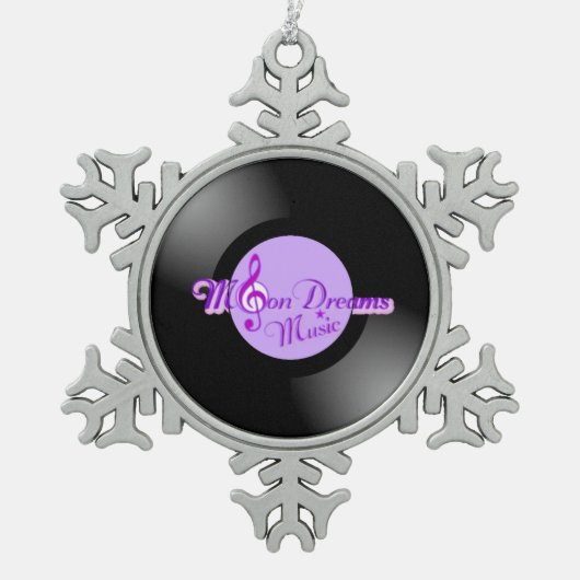 MoonDreams Music Record Pewter Snowflake Ornament (Voorkant)