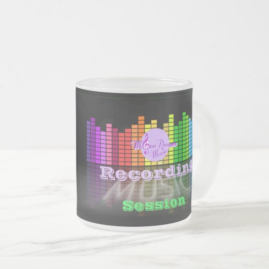 MoonDreams Music Recording Session FrostedGlassMug Matglas Koffiemok (Voorkant rechts)