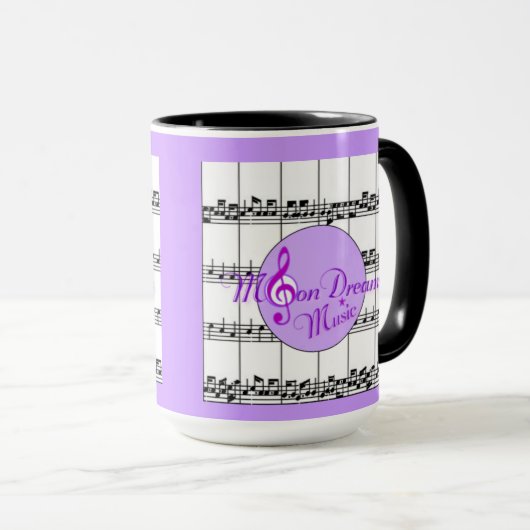 MoonDreams Muziek Black Ringer Mok (Voorkant rechts)