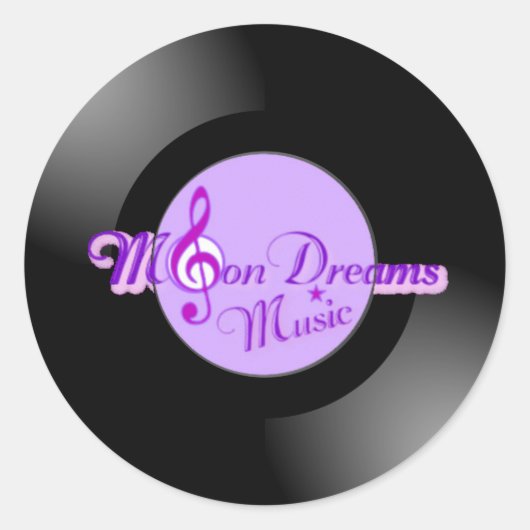MoonDreams Muziek Record Kleine ronde Stickers (Voorkant)