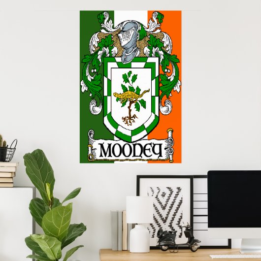 Mooney Coat of Arms Flag Poster Print (Thuiskantoor)