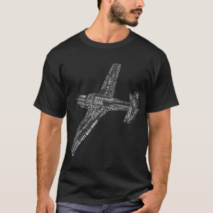 Mooney M20 Typografie Vliegtuig Kunst Geschiedenis T-shirt