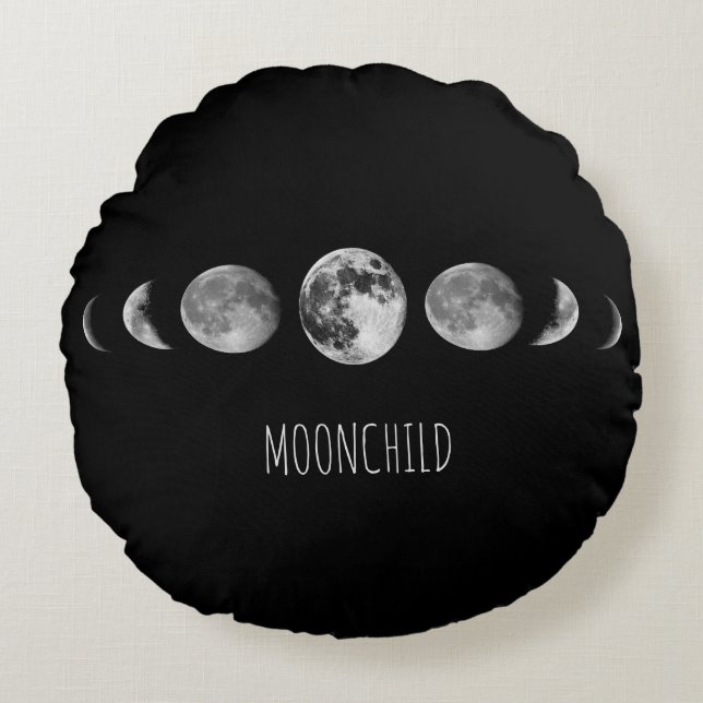 Moonfase * Moonchild Rond Kussen (Voorkant)