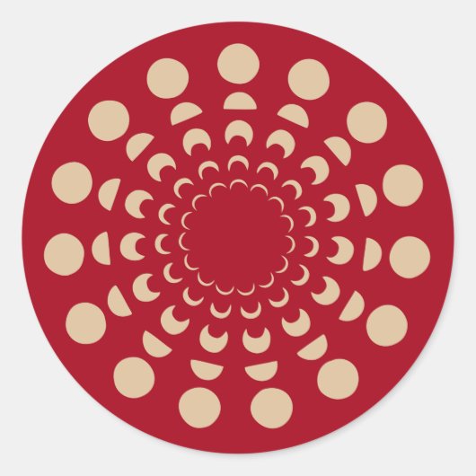 Moonfasen, astrologisch, goud, rood, hemellichamen ronde sticker (Voorkant)
