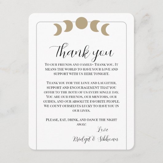 Moonfasen Dank u Kaart van de Ontvangst (Voorkant)