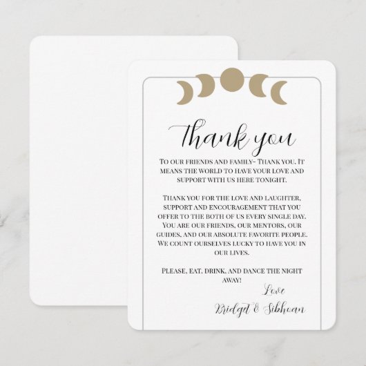 Moonfasen Dank u Kaart van de Ontvangst (Voorkant / Achterkant)