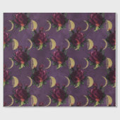 Moonfasen en Paarse Rozen | Prachtige New age Cadeaupapier (Vlak)