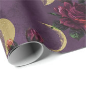 Moonfasen en Paarse Rozen | Prachtige New age Cadeaupapier (Rol Hoek)