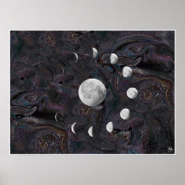 Moonfasen in een verbeelding universe poster