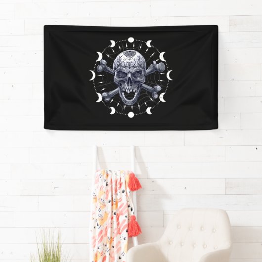 Moonfasen van de schedel Gothic Gothic Occult Wicc Spandoek (Insitu)