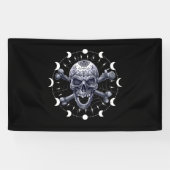 Moonfasen van de schedel Gothic Gothic Occult Wicc Spandoek (Horizontaal)