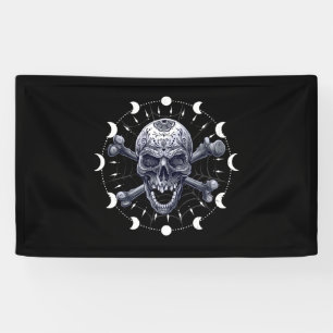 Moonfasen van de schedel Gothic Gothic Occult Wicc Spandoek