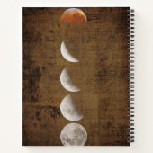Moonfases met noodlijdende grunge gepersonaliseerd notitieboek (Achterkant)