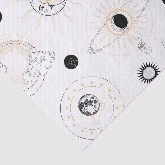 Moonfases zon gestileerde retro planeten tissuepapier (Detail)