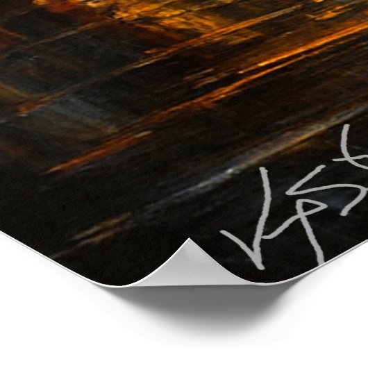 Moonfire Skyline - Fiery Cityscape Under Full Moon Poster (Hoek)