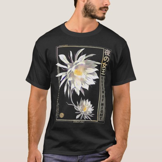 Moonflower anime in Japanse vaporwave anime bloem T-shirt (Voorkant)