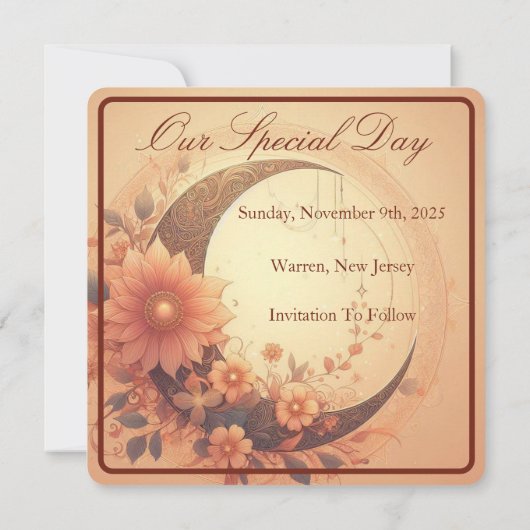 Moonflower Bewaar de datum bruiloft aankondiging (Achterkant)