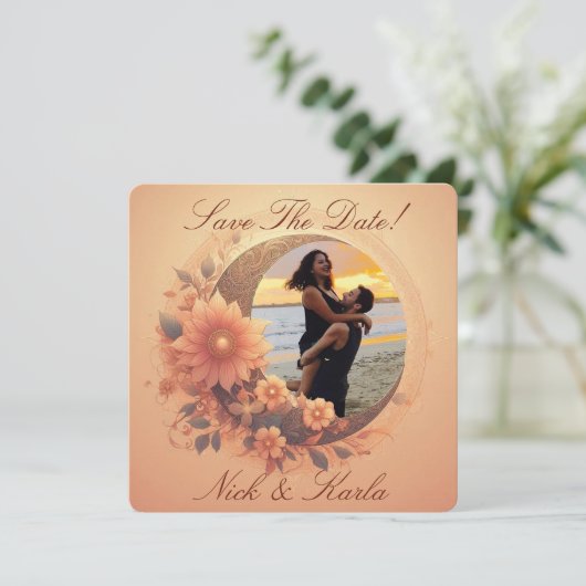 Moonflower Bewaar de datum Foto aankondiging (Staand voorkant)