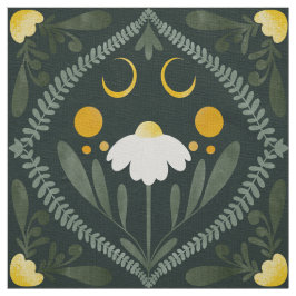 Moonflower Grid | Donkergroene Forrest Stof