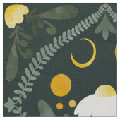 Moonflower Grid | Donkergroene Forrest Stof (Close Up)