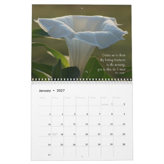 Moonflower kalender-EDIT JAAR indien nodig Kalender (Jan 2027)