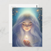 Moonflower met kaars briefkaart (Voorkant / Achterkant)