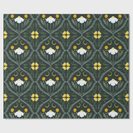 Moonflower Rooster | Donkere bosgroen  Cadeaupapier