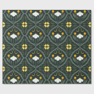 Moonflower Rooster | Donkere bosgroen  Cadeaupapier