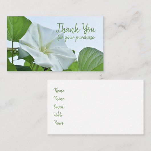 Moonflower Witte Nachtelijke Bloom Bloemen Dank u Visitekaartje (Voorkant / Achterkant)