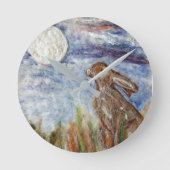 Moongazing Hare Clock Ronde Klok (Voorkant)