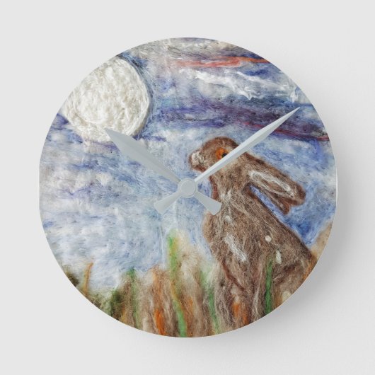 Moongazing Hare Clock Ronde Klok (Voorkant)