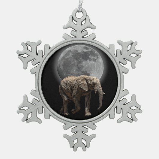MOONGLOW ELEPHANT TIN SNEEUWVLOK ORNAMENT (Voorkant)