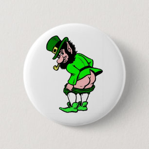 Mooning Leprechaun Ronde Button 5,7 Cm