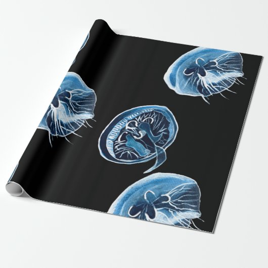 MoonJellyfish waterverf art Cadeaupapier (Uitgerold)