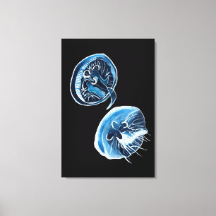 MoonJellyfish waterverf art Canvas Afdruk